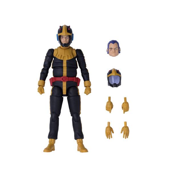 A posed action figure with alternate head and hands on a white background.