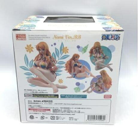 Back of a Nami Ver.BB figure box with character artwork, product information and a barcode.