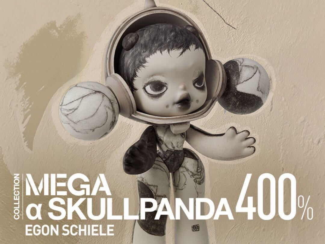 POP MART MEGA α SKULLPANDA 400% Egon Schiele collaboration Action Figures Toy
