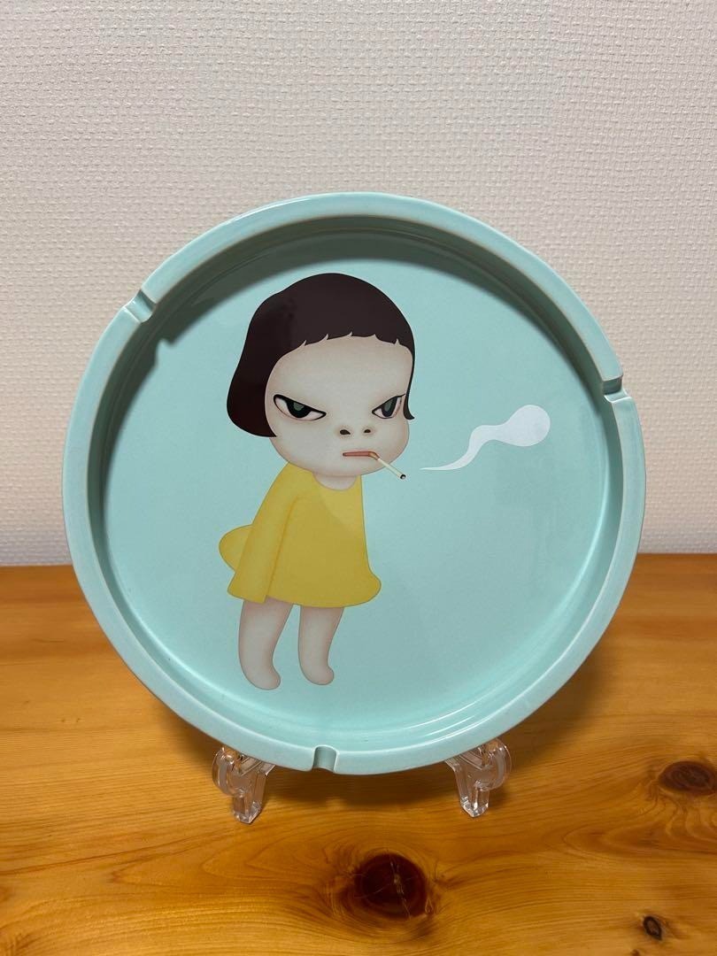 Yoshitomo Nara Ashtray with Iconic Yellow Dress Girl Light Blue Art Plate Japan