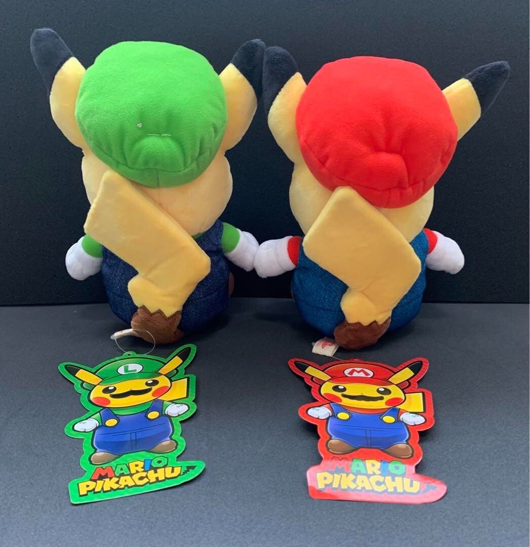 Super Mario Bros. Luigi Pikachu Plush Doll Stuffed Toy Set 2016 Nintendo Pokemon