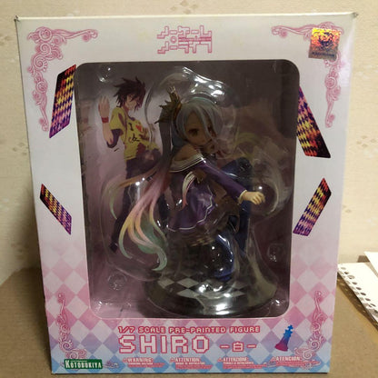 A boxed Shiro figure from No Game No Life in a clear window package.