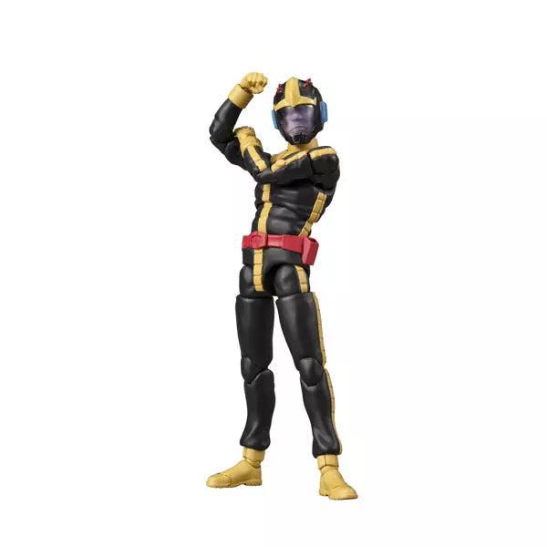 A posed black-and-gold armored figure standing on a white background. (2)