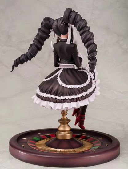 Rear view of a Celestia Ludenberg figure on a decorative base.