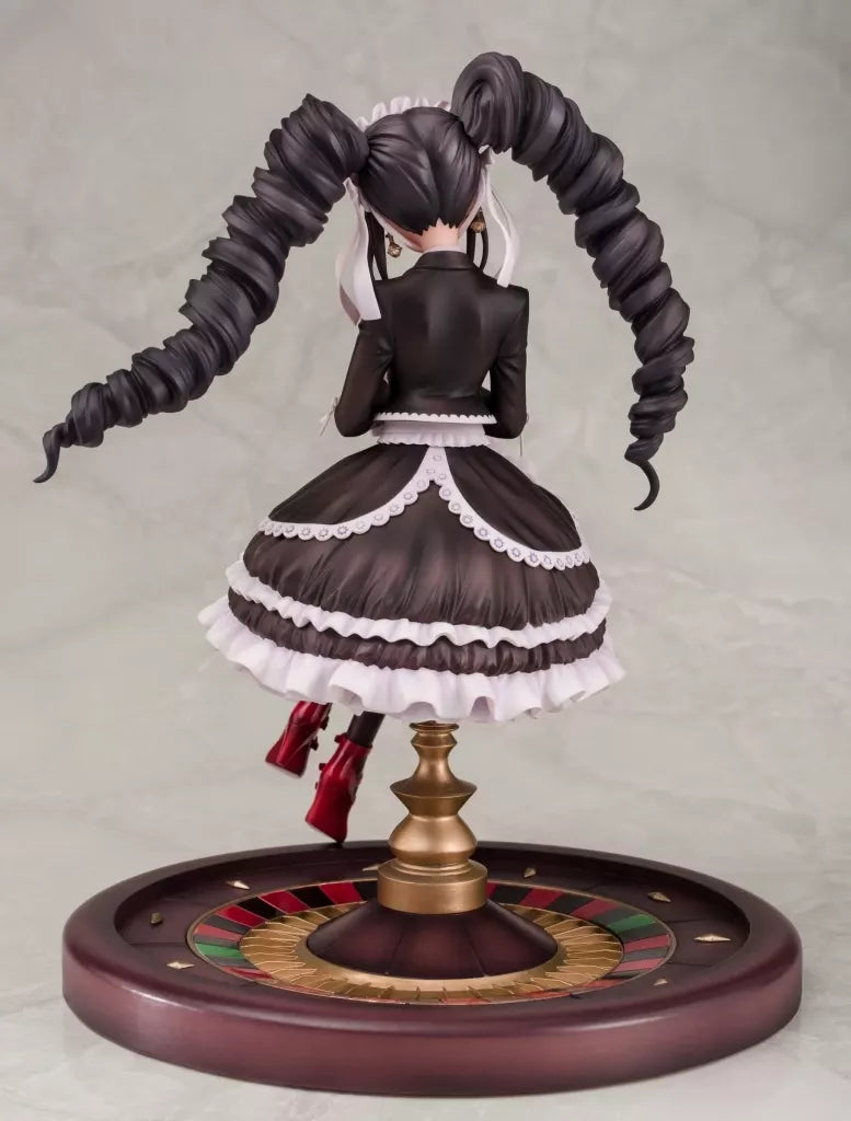 Rear view of a Celestia Ludenberg figure on a roulette-style base