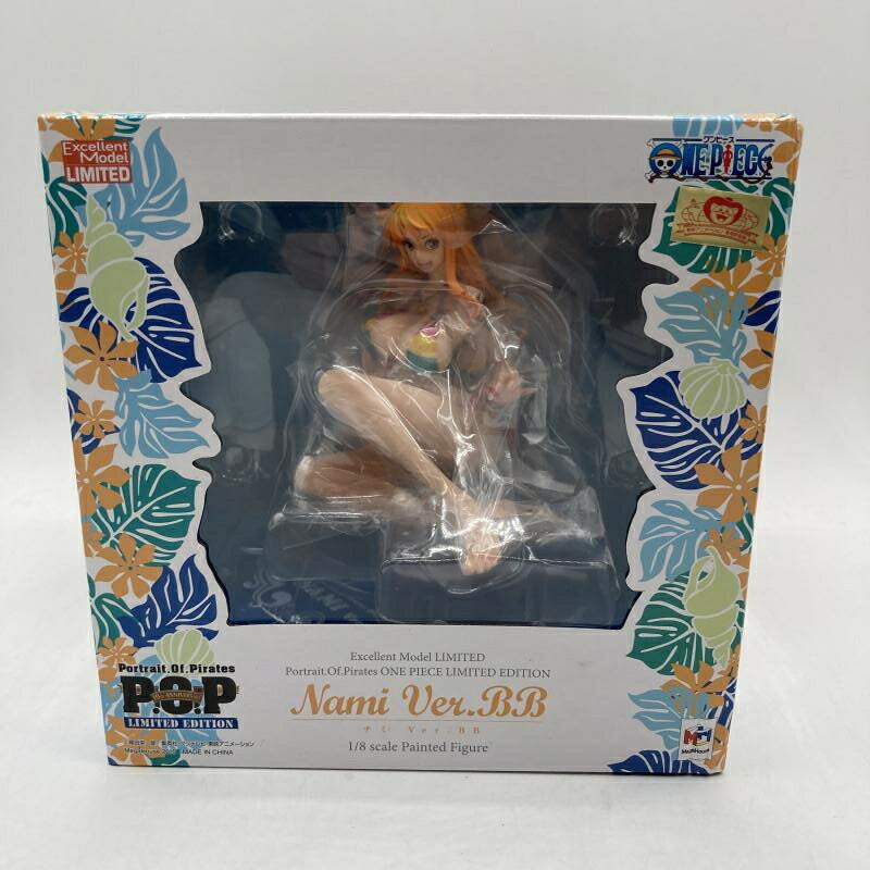 Front view of a boxed One Piece Nami Ver.BB figure visible through the clear window.