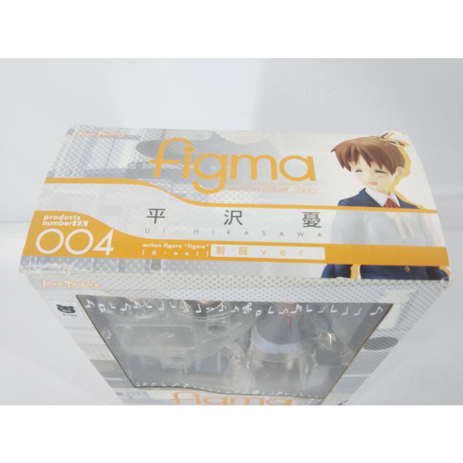 Boxed figma Ui Hirasawa school uniform figure, viewed from above with the top panel and window visible.