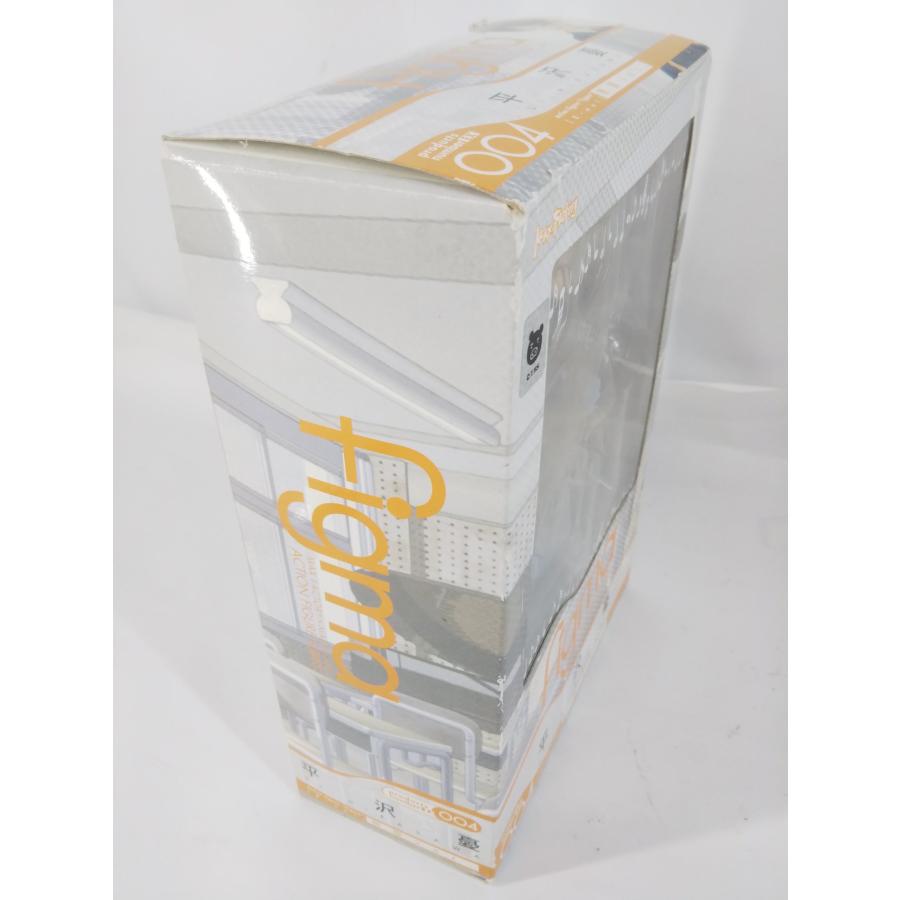 Angled side view of a boxed figma Ui Hirasawa figure, with the top flap and clear front window visible.