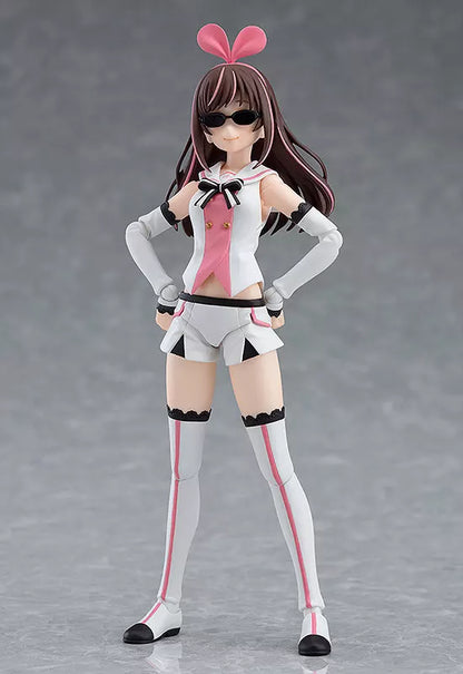 A standing anime-style figure with sunglasses and pink bunny ears on a gray backdrop.