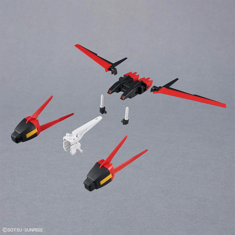 Parts from an Aile Striker model kit laid out on a plain gray background.