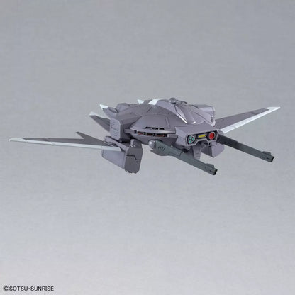 Gray Cavalier Aifrid support craft with extended wings and twin forward cannons on a light gray background.
