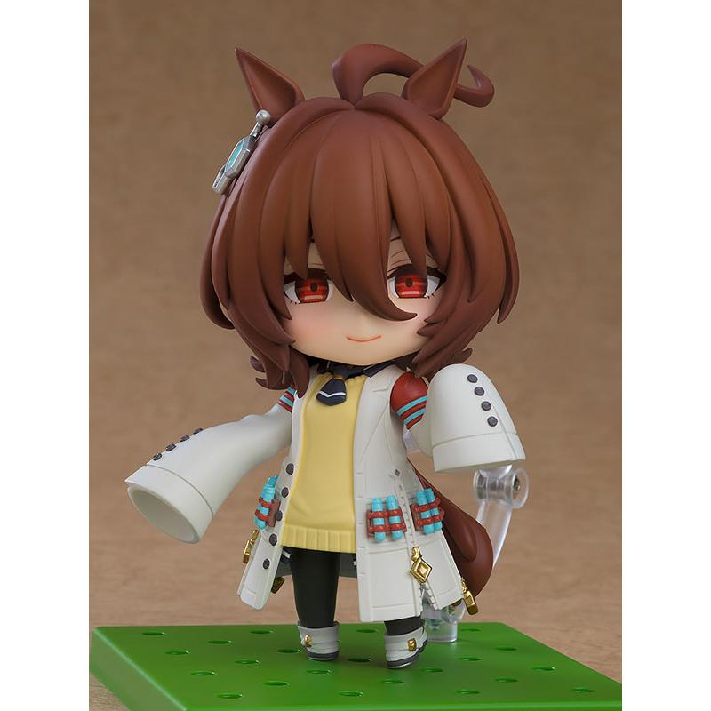 A chibi horse-girl figure standing on a green display base.