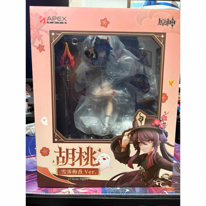 A boxed Hu Tao figure with a clear front window and printed character art.