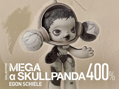 POP MART MEGA α SKULLPANDA 400% Egon Schiele collaboration Action Figures Toy