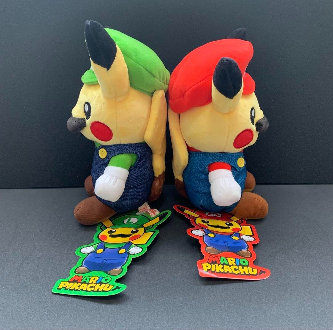 Super Mario Bros. Luigi Pikachu Plush Doll Stuffed Toy Set 2016 Nintendo Pokemon