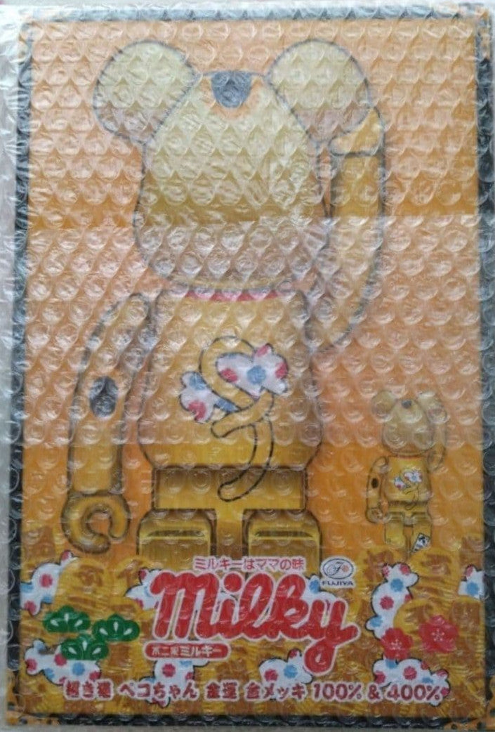 BE@RBRICK Maneki neko Peko chan Lucky Gold Plated 100% &amp; 400% Action figures - photo 5