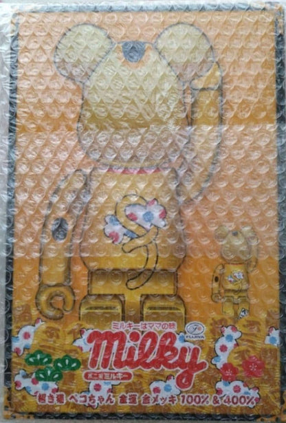 BE@RBRICK Maneki neko Peko chan Lucky Gold Plated 100% &amp; 400% Action figures - photo 5