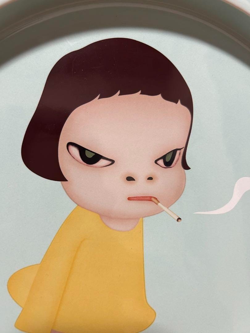 Yoshitomo Nara Ashtray with Iconic Yellow Dress Girl Light Blue Art Plate Japan