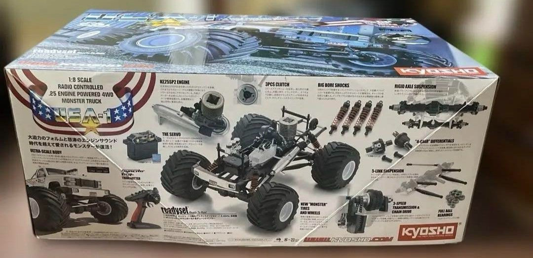 Kyosho USA-1 Engine Powered 4WD Monster Truc GP Nitro 1:8 Scale 33155D Ready Set